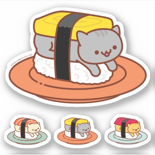 Funny Stickers - SUSHI CATS - TAMAGO Aufkleber (Vorderseite)