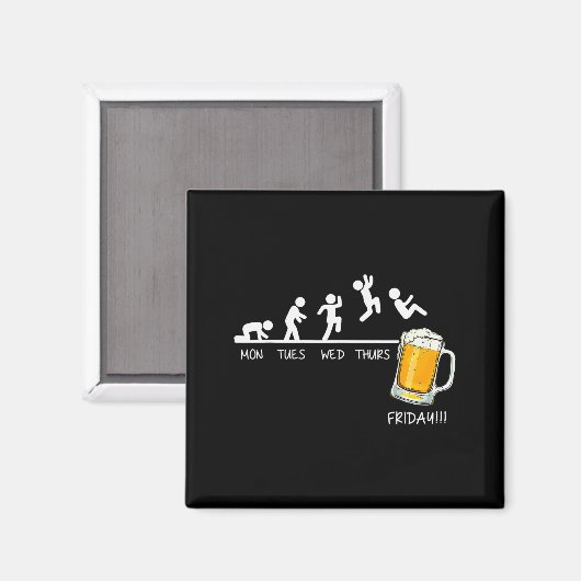 Funny Stickman Jumping Beer Days Of Week Friday Dr Magnet (Vorderseite/Rückseite)