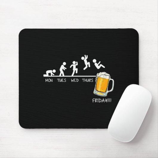 Funny Stickman Jumping Beer Days Of Week Friday Dr Mousepad (Mit Mouse)