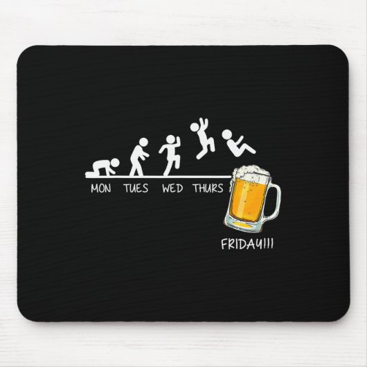 Funny Stickman Jumping Beer Days Of Week Friday Dr Mousepad (Vorne)