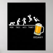 Funny Stickman Jumping Beer Days Of Week Friday Dr Poster (Vorne)