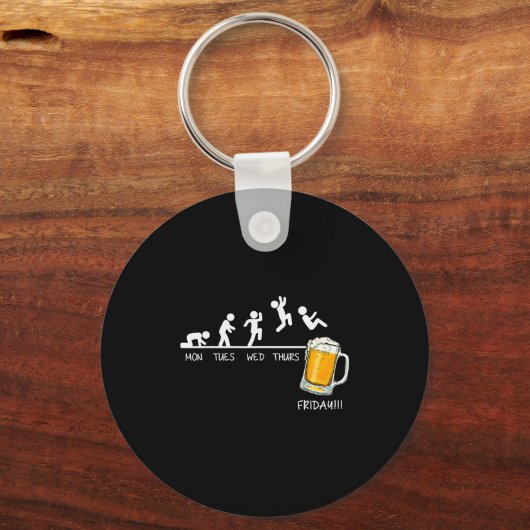 Funny Stickman Jumping Beer Days Of Week Friday Dr Schlüsselanhänger (Vorderseite)