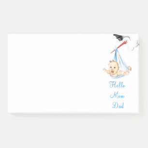 Funny Sticknotes with Stork Carry Baby Post-it Klebezettel