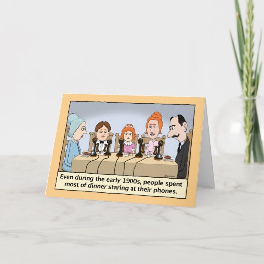 Funny Stighting at Phones während des Abendessens  Karte (Vorderseite)