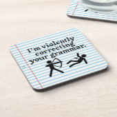 Funny still korrigiert deinen Grammatikscherz Getränkeuntersetzer (Linke Seite)