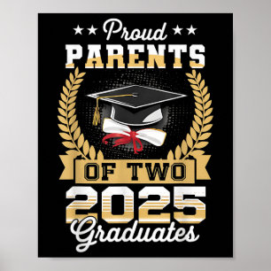 Funny Stolz Eltern von zwei 2025 Graduate Twins G Poster