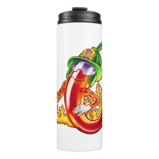 Funny Stolz Feuerwehrmann Chili on Fire gibt Thumb Thermosbecher (Vorderseite)