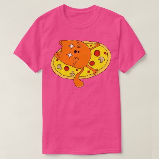 Funny Stoned Pizza Cat T-Shirt (Design vorne)