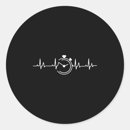 Funny Stopwatch Coach Heartbeat Pulse Runder Aufkleber (Vorderseite)