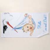 Funny Storch Tragend Baby Beach Handtuch Custom Te (Vorderseite)