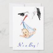 Funny Stork Baby Shower Einladung mit QR Code (Rückseite)