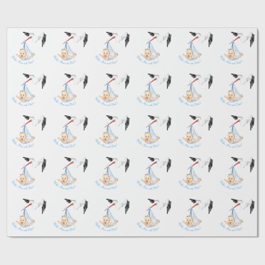 Funny Stork und Baby Showwwrapping Papier Geschenk Geschenkpapier (Flach)