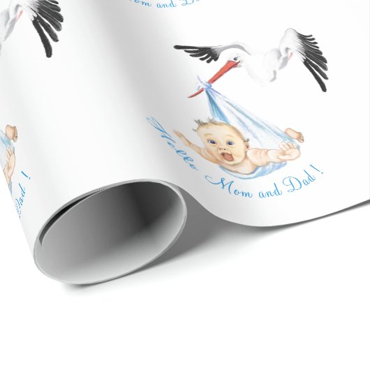 Funny Stork und Baby Showwwrapping Papier Geschenk Geschenkpapier (Rolleneckpunkt)