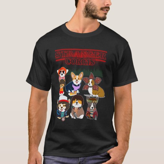 Funny Stranger Corgis Things T-Shirt (Vorderseite)