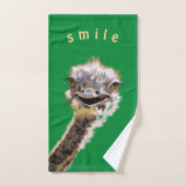 Funny Strauß Badetücher lächeln - Custom Text Badhandtuch Set (Handtuch)