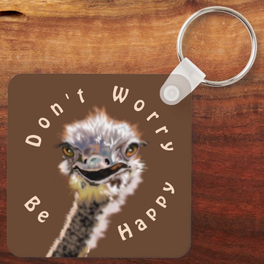 Funny Strauß Schlüsselanhänger Gift - Mach dir kei (Rückseite)