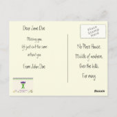 Funny Strawberry & Cream Quirky Cartoon Liebe Art Postkarte (Rückseite)