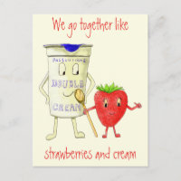 Funny Strawberry & Cream Quirky Cartoon Liebe Art