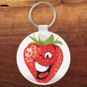 Funny Strawberry Doodle Clip Art Schlüsselanhänger (Vorderseite)