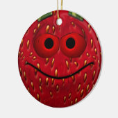 Funny Strawberry Emoticon Keramikornament (Links)