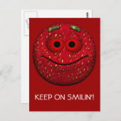 Funny Strawberry Emoticon Postkarte (Vorne/Hinten)