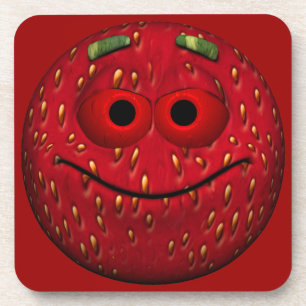 Funny Strawberry Emoticon Untersetzer