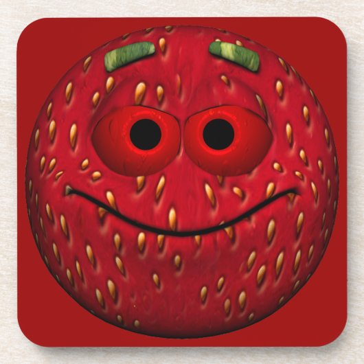 Funny Strawberry Emoticon Untersetzer (Vorderseite)