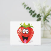 Funny Strawberry Face Sticken aus Zunge Postkarte (Stehend Vorderseite)