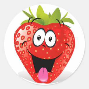 Funny Strawberry Face Sticken aus Zunge Runder Aufkleber