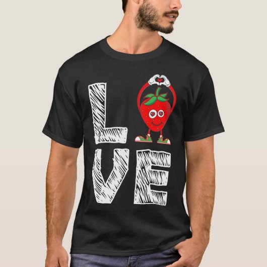 Funny Strawberry Fruit Lover Eater - I Liebe Straw T-Shirt (Vorderseite)