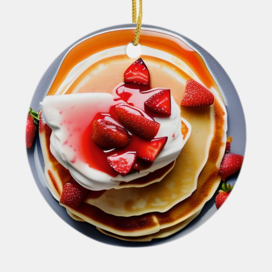 Funny Strawberry Pancakes Pub Weihnachten Keramik Ornament (Vorne)