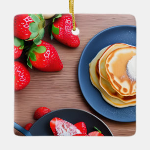 Funny Strawberry Pancakes Pub Weihnachten Keramikornament