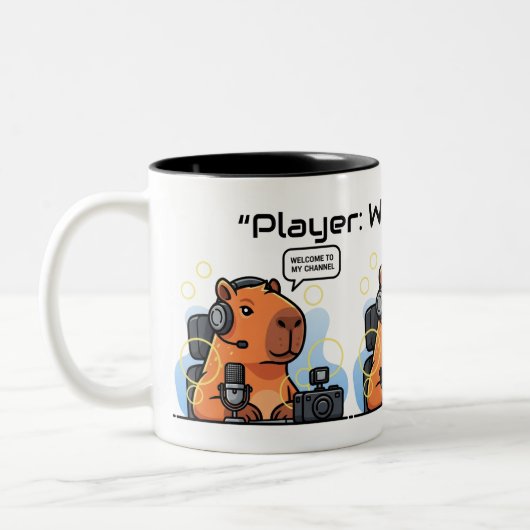 Funny Streamer Capybara Mug – Custom Channel Name Zweifarbige Tasse (Links)