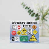 Funny Street (Road) Zeichen Postkarte (Stehend Vorderseite)