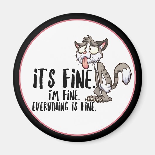 Funny Stressed Angstkatze Magnet (Vorne)