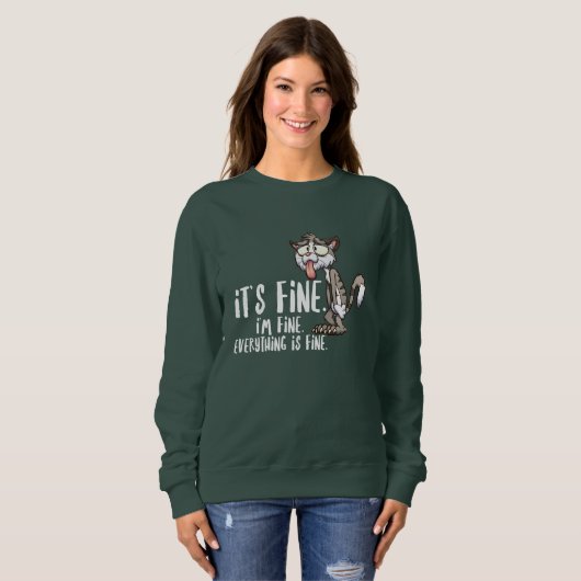 Funny Stressed Angstkatze Sweatshirt (Vorne ganz)