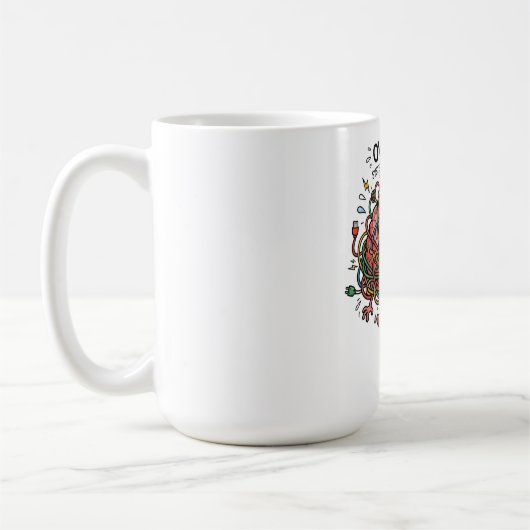 Funny Stressed Brain Overload Tangled Wires Tech E Kaffeetasse (Links)