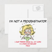Funny Stressed Out Frau Procrastinator Postkarte (Vorne/Hinten)