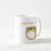 Funny Stressed Puffer Cartoon Kaffeetasse (VorderseiteRechts)