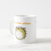 Funny Stressed Puffer Cartoon Kaffeetasse (Vorderseite Links)