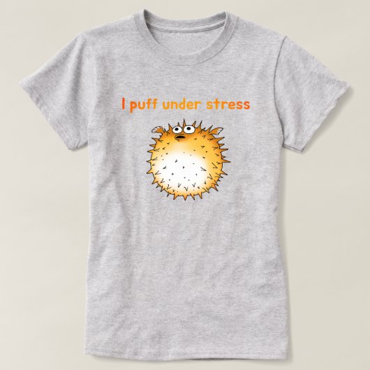 Funny Stressed Puffer Cartoon T-Shirt (Design vorne)