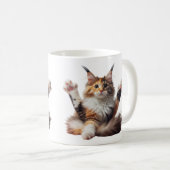 Funny Stretching Maine Coon Kitten Kaffeetasse (VorderseiteRechts)