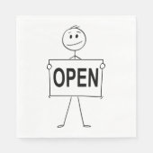 Funny Strichmännchen Holding Open Sign Serviette (Vorderseite)