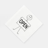 Funny Strichmännchen Holding Open Sign Serviette (Ecke)