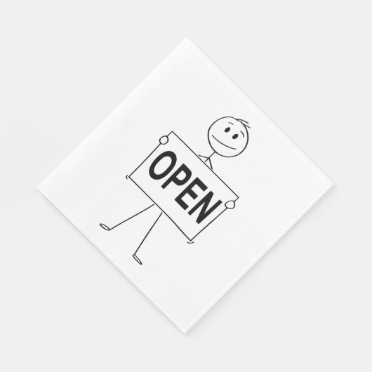 Funny Strichmännchen Holding Open Sign Serviette (Ecke)