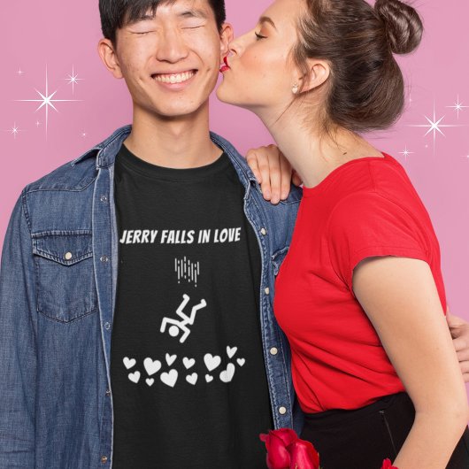 Funny Strichmännchen People Jerry Falls in Liebe T-Shirt