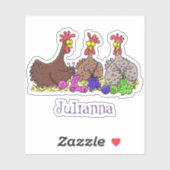 Funny Strickens Chickens Cartoon Aufkleber (Blatt)