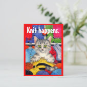 Funny Strickkitty Postcard Postkarte (Stehend Vorderseite)