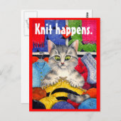 Funny Strickkitty Postcard Postkarte (Vorne/Hinten)