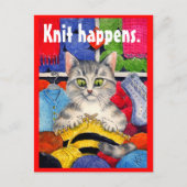 Funny Strickkitty Postcard Postkarte (Vorderseite)